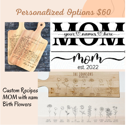 Birth Flower Gifts for Mom, Personalized Cutting Board, Mom Gifts