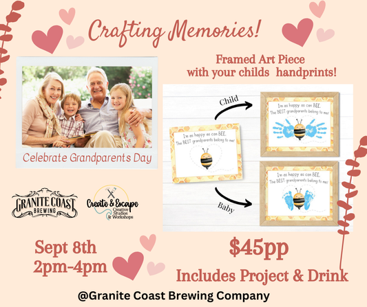 Crafting Memories Framed Handprint Art | Granite Coast Brewing | Sept. 8 @2-4pm | Open Workshops