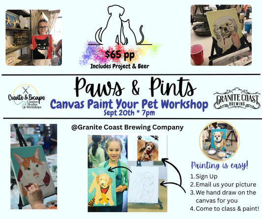 Canvas Paint Your Pet Workshop | Granite Coast Brewing | Sept. 20 @7pm | Open Workshops