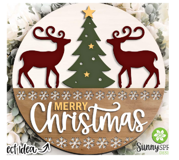 Merry Christmas Deer  3D | Design #143 SS