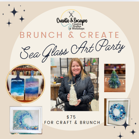 NEW YEARS DAY! 1/1/25 Saturday @11AM-1PM Sea Glass Art Tree & Sea Glass Window Frames with Brunch| Open Workshop