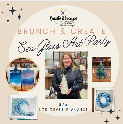 NEW YEARS DAY! 1/1/25 Saturday @11AM-1PM Sea Glass Art Tree & Sea Glass Window Frames with Brunch| Open Workshop